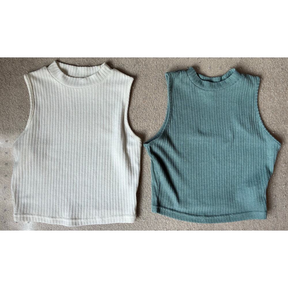 Shein Ribbed Crop Tops Women's Medium
